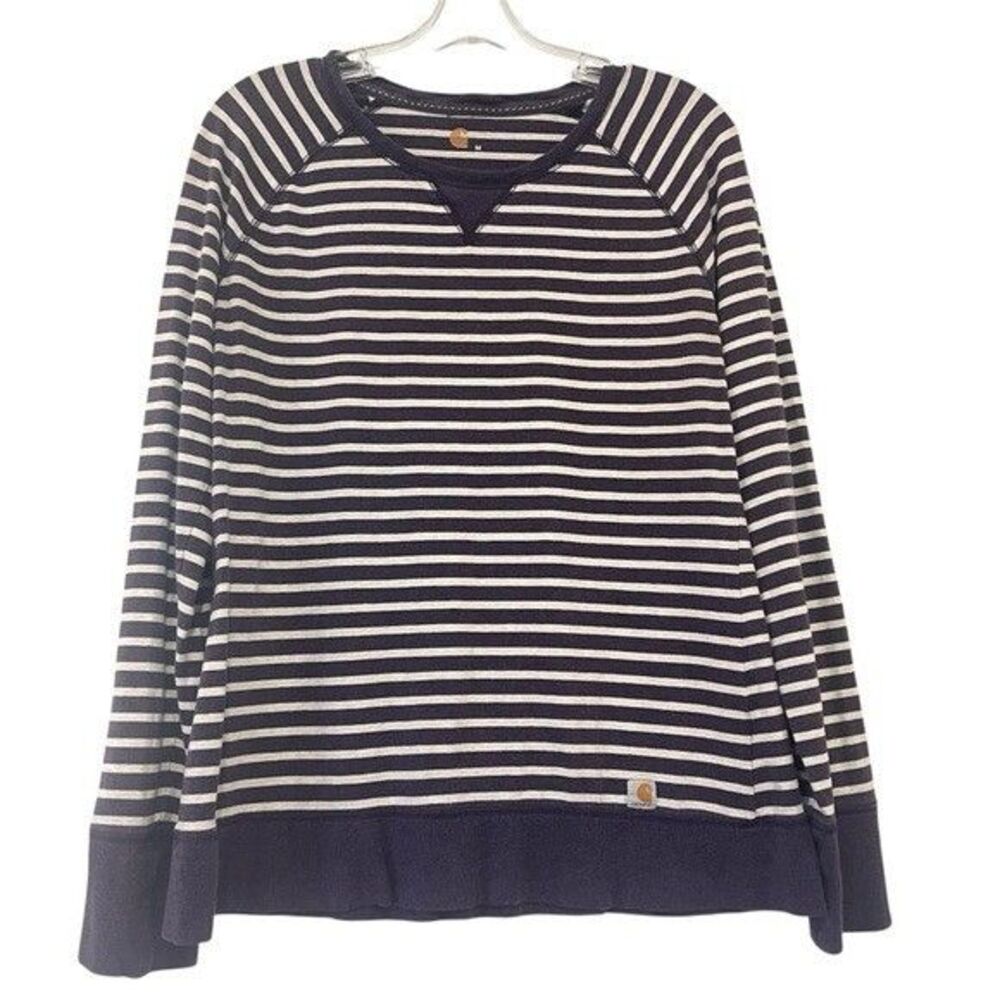 Carhartt Womens Purple and White Striped Long Sleeve Top Size Medium